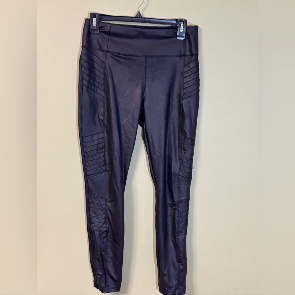 Athleta Delancey Gleam Moto Tight Leggings Black Size Medium Activewear - Picture 2 of 12
